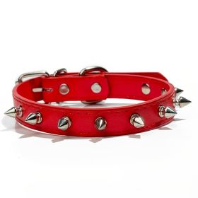 Anti-Bit Pet Necklace; Durable Dog Rivet Collar For Puppy; Pet Supplies (Color: Red, size: Xs)