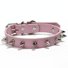 Anti-Bit Pet Necklace; Durable Dog Rivet Collar For Puppy; Pet Supplies (Color: Pink, size: Xs)