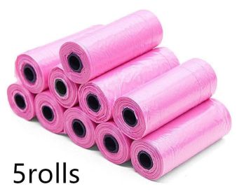 Pet Pooch Pack - Colorful Coiled Dog Waste Bags (Color: Pink, Count: 5Rolls)