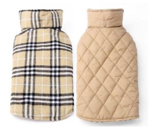 Waterproof Tartan Dog Suit Jacket: Stylish Outdoor Attire For Your Pooch (Color: Beige Plaid, size: Xs)