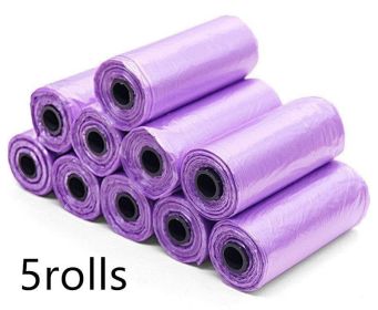 Pet Pooch Pack - Colorful Coiled Dog Waste Bags (Color: Purple, Count: 5Rolls)