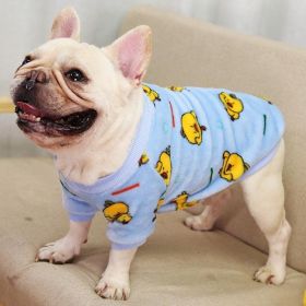 Cozy Canine Coral Fleece Pajama Jacket For Autumn And Winter (Color: Blue, size: L)