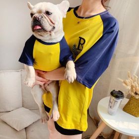 Double Yarn Stretch Dog Clothing Short Sleeve Parent-Child Set (Color: Yellow, size: 3Xl)