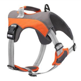 Reflective Chest Strap Dog Leash Set With Towing Rope (Color: Orange, size: S)