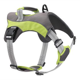 Reflective Chest Strap Dog Leash Set With Towing Rope (Color: Green, size: S)